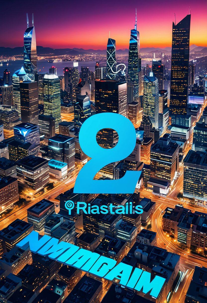 A visually striking collage featuring various unconventional numeric domain names floating in a digital landscape, surrounded by SEO metrics and graphs indicating success. The background showcases vibrant cityscapes made of numbers and internet symbols, symbolizing the online world. The overall tone should be modern and tech-oriented, representing the idea of mastery in domain management. super-realistic. vibrant colors. digital art.